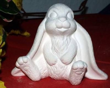 Langohrhase sitzend - 8 cm hoch - Schrühware