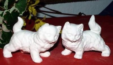 Stehende Katzen im 2er-Set - je 8,9 cm - Schrühware