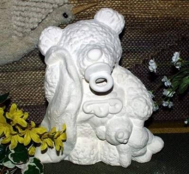 Teddy mit Schnuller und Tuch - 25 cm hoch - Schrühware