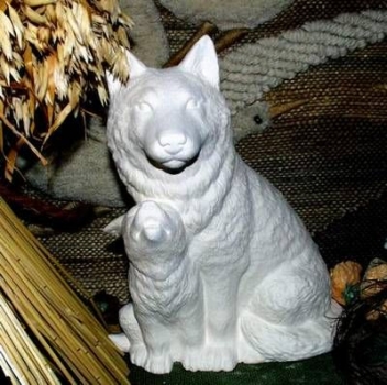 SCIOTO-Gießform - neu - Wölfin / Husky mit Jungem – groß - USA