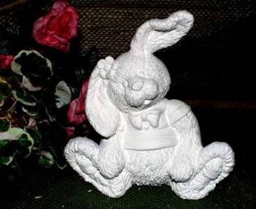 Zottelhase - sitzend - 15 cm hoch - Schrühware