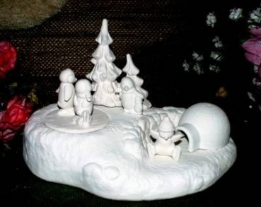 Spieluhr - Pinguin Landschaft - 6teilig - Schrühware