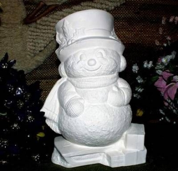 Schneemann auf Schlitten – 30 cm hoch - Schrühware