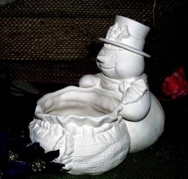 Schneemann mit Bonbonschale – 15 cm hoch - Schrühware