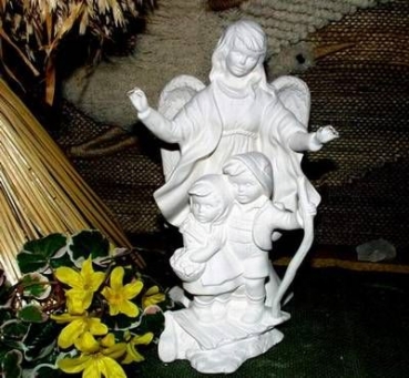 Schutzengel mit Kinder auf der Brücke - 20 cm - Bisque