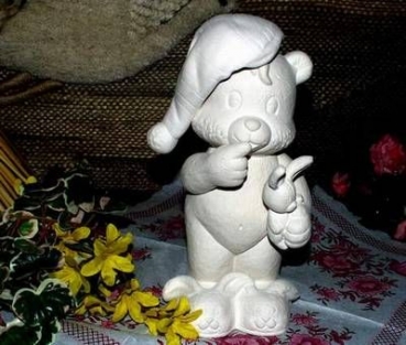 Teddy mit Hase – Schlafmütze – Hausschuhe – Schrühware