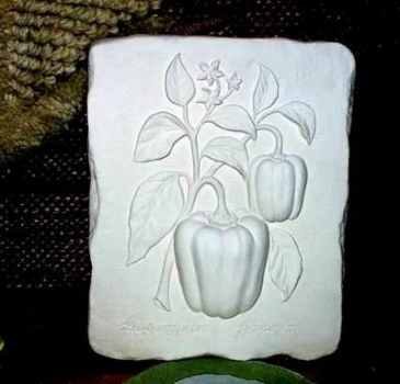 Wandkachel mit Paprika – 23 x 15 cm – Schrühware