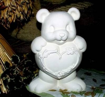 Großer Herz-Teddy – 28 cm hoch – Schrühware