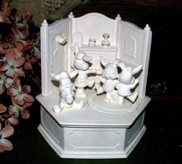 Spieluhr mit Hasen - Schrühware