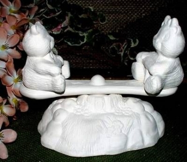 Spieluhr - Wippe mit Teddies - Schrühware
