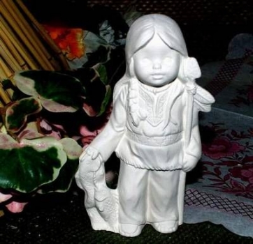 Preview: Indianerkinder im 2er-​Set – Juli und August – bis 11,5 cm hoch – Schrühware