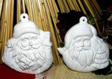 Santa-Ornamente im 2er-Set – je 8,9 cm – Schrühware