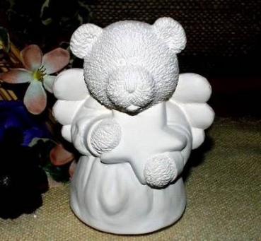 GARE-Teddy-Krippensatz – Engel – 15 cm hoch - Schrühware