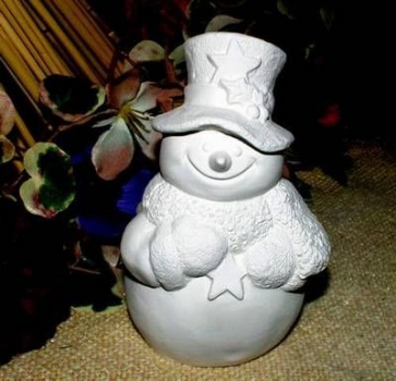 Schneemann mit Stern - klein – 10 cm hoch - Schrühware