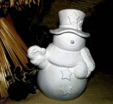 Schneemann mit Stern - mittel – 25 cm hoch - Schrühware