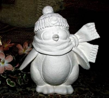 Pinguin mit Schal und Mütze – 23 cm hoch – Schrühware