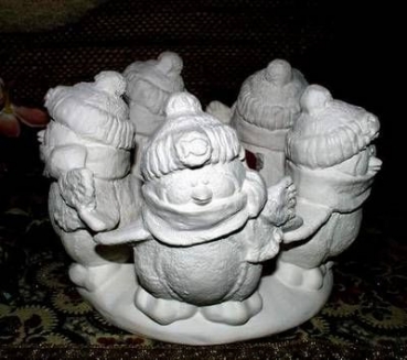 Kerzenhalter mit 5 Pinguinen – Schrühware