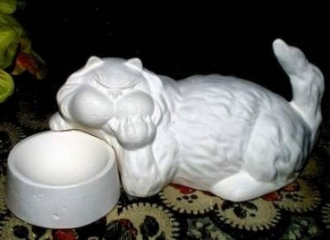 Katze - Kleinrufus mit Napf – Schrühware
