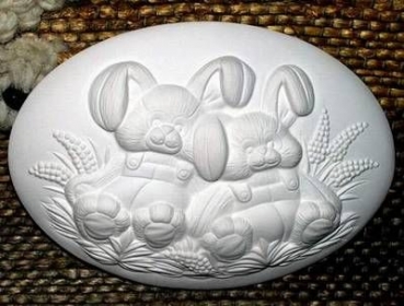 Motivplakette – Osterhasen-Paar - Insert - Schrühware