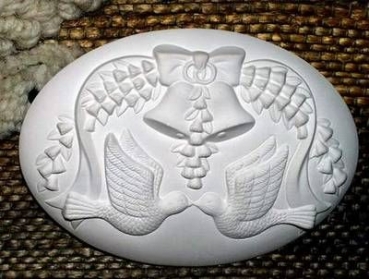 Motivplakette - Tauben und Glocken – Hochzeit - Insert - Schrühware