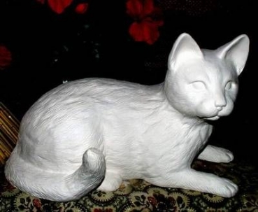 Große liegende Katze – 35 cm lang - Schrühware