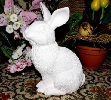 Sitzender Hase - 18 cm hoch - Schrühware