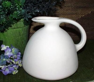 Vase  / Krug - bauchig mit Henkel – 15 cm hoch – Schrühware