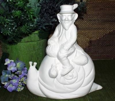 Kobold auf Schnecke - 21 x 19 cm - Schrühware