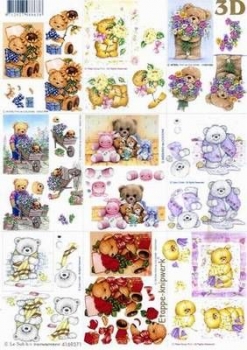 0039  - LeSuh - 3-D Etappenbogen - DIN A4 - 21 x 29,7 cm - klein - Teddies