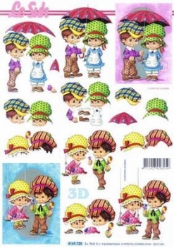 0469 - LeSuh - 3-D Bogen - DIN A4 - 21 x 29,7 cm - Kinder Schirm u. Schaukel