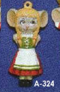 ALBERTAS–Gießform – gebraucht – Maus im Dirndl  – Ornament – Hänger – 9,2 cm – Design auf Vorder-​ und Rückseite – Neuwert 13 € - noch gute Form