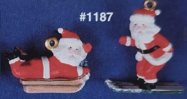 Santa-Ornamente im 2er-Set – bis 8,3 cm hoch – Schrühware