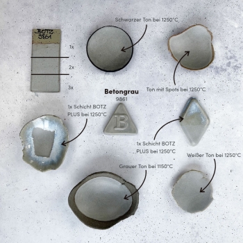 Betongrau – seidenmatt – 800 ml – Steinzeug-Glasur von BOTZ - Brenntemperatur 1.220 bis 1.280 °C