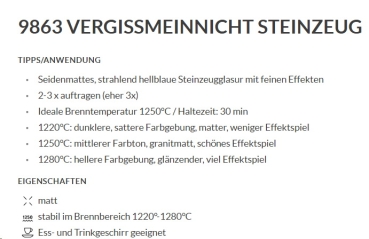 Vergissmeinnicht – seidenmatt – 800 ml – Steinzeug-Glasur von BOTZ - Brenntemperatur 1.220 bis 1.280 °C