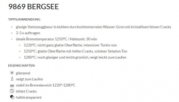 Bergsee – glänzend – Mountain Lake – 800 ml – Steinzeug-Glasur von BOTZ