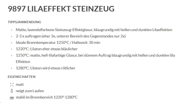 Lilaeffekt – matt – 800 ml – Steinzeug-Glasur von BOTZ - Brennbereich 1.220 bis 1.280 °C