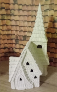 Church - Kirche zum Ceramichrome–Dorf – 26,5 cm hoch – nicht ausgeschnitten – Schrühware