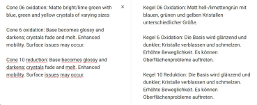 CG-1015 – Cloverfield - MAYCO Jungle Gems ® – Kristallglasur – NONTOXIC – 1.000 bis 1.045 °C - Cone 06 bis Cone 05 – 4oz = 118 ml