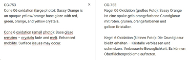 CG-753 – Sassy Orange - MAYCO Jungle Gems ® – Kristallglasur – NONTOXIC – 1.000 bis 1.045 °C - Cone 06 bis Cone 05 – 16oz = 472 ml