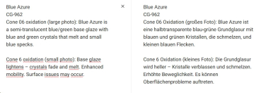 CG-962 – Blue Azure –  MAYCO Jungle Gems ® – Kristallglasur – NONTOXIC – 1.000 bis 1.045 °C - Cone 06 bis Cone 05 – 16oz = 472 ml