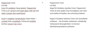 CG-968 – Peppermint Twist – MAYCO Jungle Gems ® – Kristallglasur – NONTOXIC – 1.000 bis 1.045 °C - Cone 06 bis Cone 05 – 16oz = 472 ml
