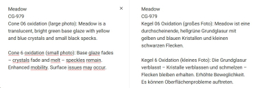 CG-979 – Meadow – MAYCO Jungle Gems ® – Kristallglasur – NONTOXIC – 1.000 bis 1.045 °C - Cone 06 bis Cone 05 – 16oz = 472 ml