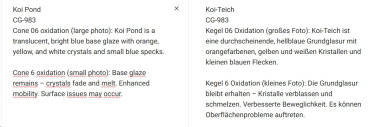 CG-983 – Koi Pond – MAYCO Jungle Gems ® – Kristallglasur – NONTOXIC – 1.000 bis 1.045 °C - Cone 06 bis Cone 05 – 16oz = 472 ml