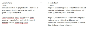 CG-985 – Monet’s Pond – MAYCO Jungle Gems ® – Kristallglasur – NONTOXIC – 1.000 bis 1.045 °C - Cone 06 bis Cone 05 – 16oz = 472 ml