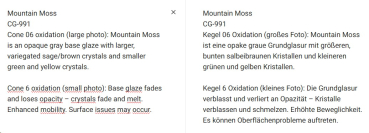 CG-991 – Mountain Moss – MAYCO Jungle Gems ® – Kristallglasur – NONTOXIC – 1.000 bis 1.045 °C - Cone 06 bis Cone 05 – 16oz = 472 ml