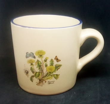 Keramik-Tasse  - Becher mit Wunschtext – Motiv: 2 x Löwenzahn