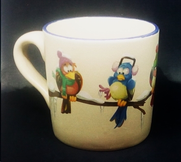 Keramik-Tasse  - Becher mit Wunschname – Rundum-Motiv / Henkel- und Innen-Motiv: Shire Horse - Pferdegespann