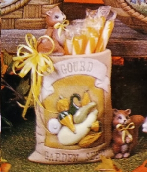 Samentüte - 15 cm hoch – Flaschenkürbis mit Eichhörnchen – Schrühware