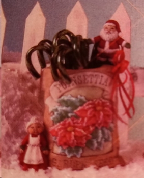 Samentüte - 15 cm hoch – Poinsettia mit Santa-Paar – Schrühware