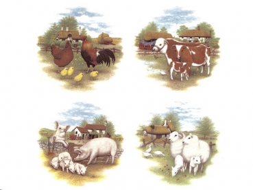 Decals – Bauernhof-Tiere im 4er-Set – je 50 mm – DISC